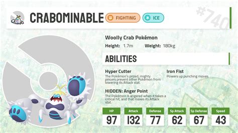 crabominable stats|krabby base stats.